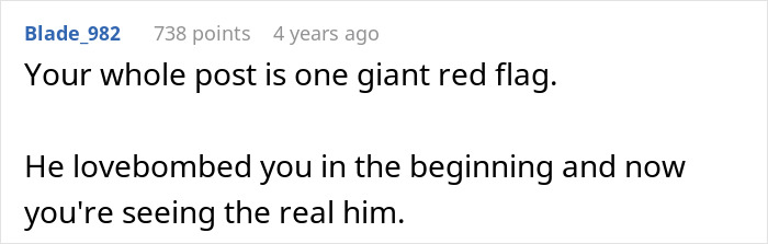 Screenshot of an online comment discussing boyfriend fears of golddiggers and relationship red flags. Screenshot of an online comment discussing boyfriend fears of golddiggers and relationship red flags.