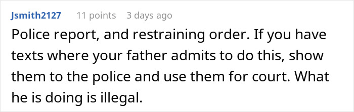 Screenshot of a forum comment discussing a man upset his 27YO son won&rsquo;t let him track his car with an AirTag for safety.