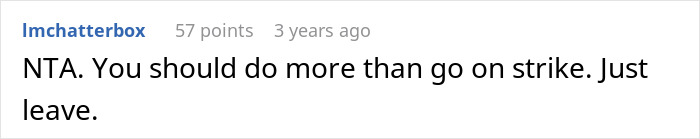 Screenshot of an online comment discussing a working wife dropping the supermom act amid a man-child hubby&rsquo;s criticism.