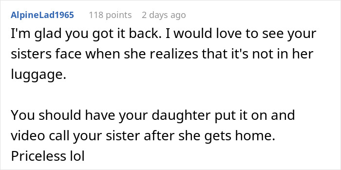 Commenter sharing advice on retrieving stolen items, suggesting video call to catch woman who stole niece’s skirt. Commenter sharing advice on retrieving stolen items, suggesting video call to catch woman who stole niece’s skirt.