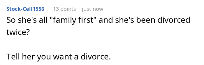 Screenshot of an online comment discussing a family conflict involving adult son and religious mom guilt trips and sermons. Screenshot of an online comment discussing a family conflict involving adult son and religious mom guilt trips and sermons.