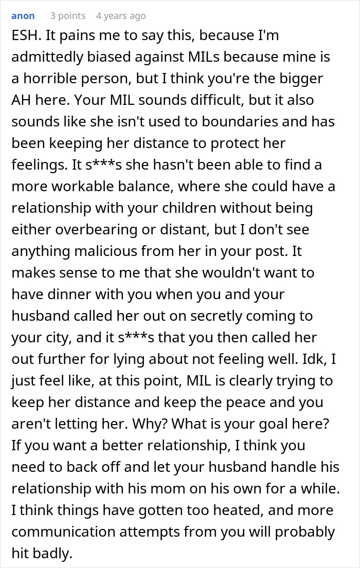 Text post discussing the impact of lying MIL on ruining family relationships and the need for better communication. Text post discussing the impact of lying MIL on ruining family relationships and the need for better communication.