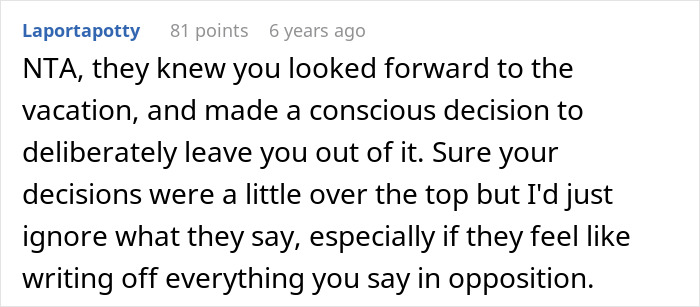 Comment discussing a guy furious and immature after family refuses to include him in girl days, expressing feelings of exclusion. Comment discussing a guy furious and immature after family refuses to include him in girl days, expressing feelings of exclusion.