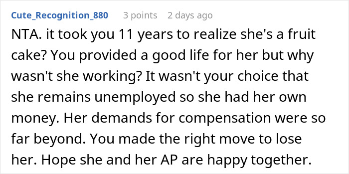 Comment discussing an unemployed woman cheating on her boyfriend with a jobless man and asking her ex to fund her life. Comment discussing an unemployed woman cheating on her boyfriend with a jobless man and asking her ex to fund her life.