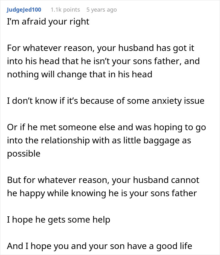 Reddit comment discussing a guy demanding a paternity test for his 3-year-old son and the suggestion of therapy. Reddit comment discussing a guy demanding a paternity test for his 3-year-old son and the suggestion of therapy.