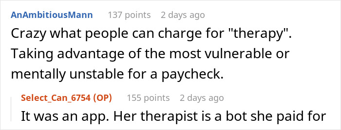 Screenshot of an online conversation discussing a fianc&eacute;e&rsquo;s obsession with her bully and stalking behavior ruining relationships.