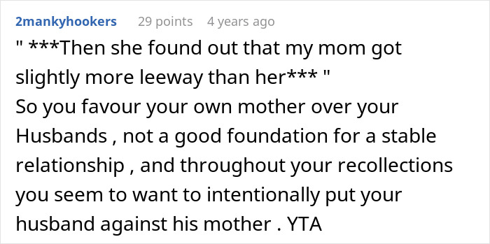 Screenshot of a forum comment discussing lying and favoring the mother-in-law, affecting family relationships and stability. Screenshot of a forum comment discussing lying and favoring the mother-in-law, affecting family relationships and stability.