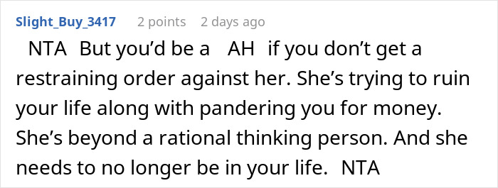 Comment text discussing an unemployed woman cheating on boyfriend with a jobless man and asking ex to fund her life. Comment text discussing an unemployed woman cheating on boyfriend with a jobless man and asking ex to fund her life.
