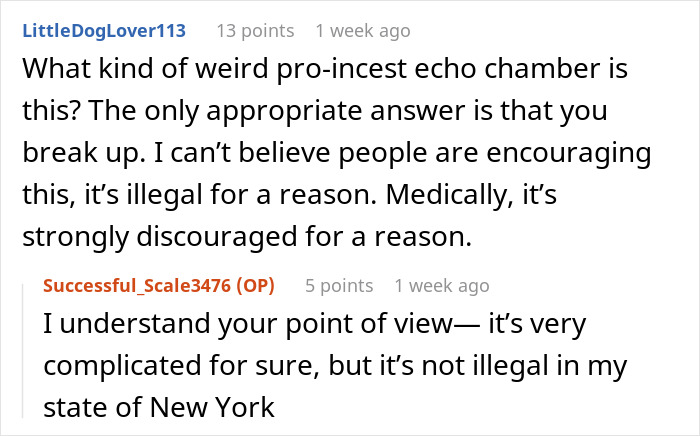 Screenshot of an online discussion about a woman discovering she’s engaged to her first cousin after a shocking family Christmas. Screenshot of an online discussion about a woman discovering she’s engaged to her first cousin after a shocking family Christmas.