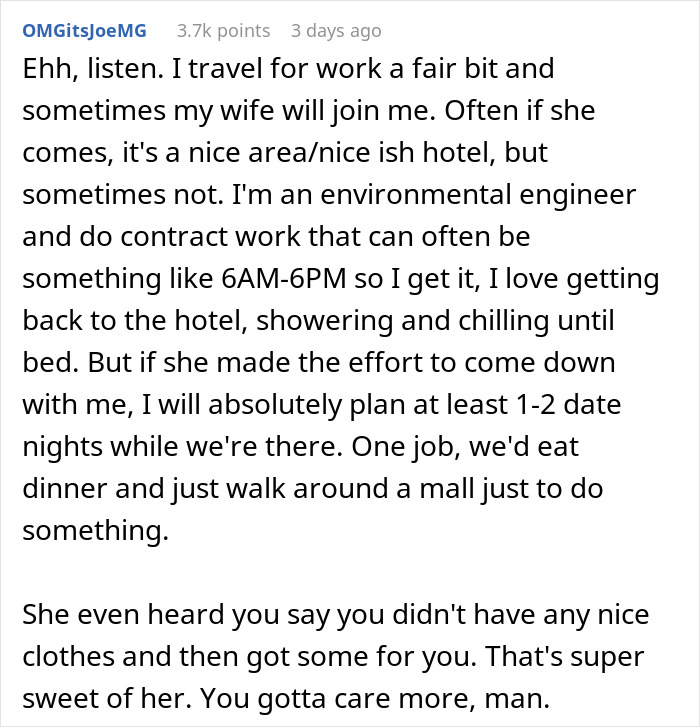 Man loses it during business trip as girlfriend misunderstands the trip is not a romantic getaway.