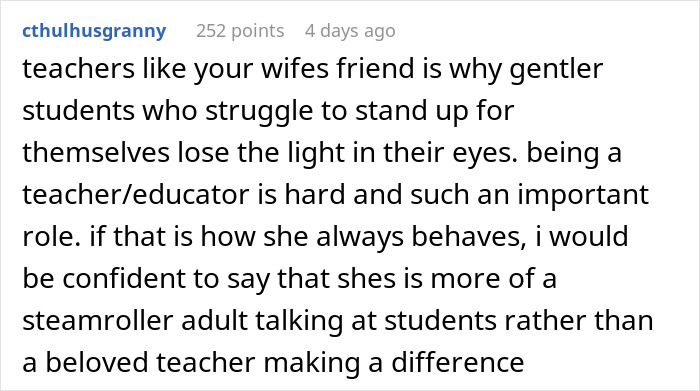Comment discussing a teacher being challenged by a student who shared a fun fact she didn’t know, highlighting educator struggles. Comment discussing a teacher being challenged by a student who shared a fun fact she didn’t know, highlighting educator struggles.