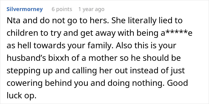 Screenshot of a social media comment discussing a woman refusing to attend her MIL&rsquo;s Thanksgiving after being reinvited.