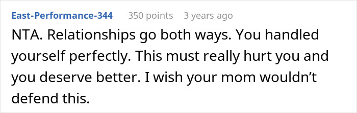 Screenshot of a forum comment discussing teen calls out stepdad for ignoring him and family dynamics. Screenshot of a forum comment discussing teen calls out stepdad for ignoring him and family dynamics.