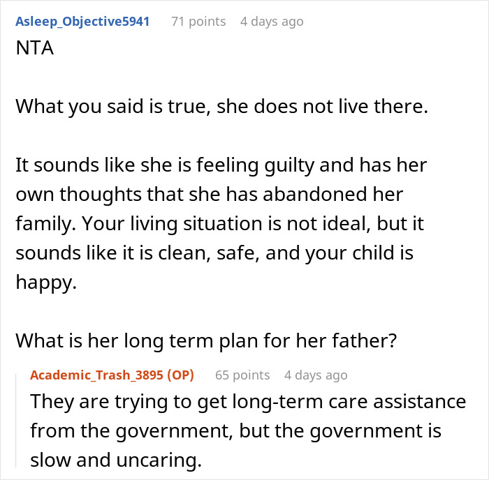 Screenshot of an online forum discussing a woman complaining about her sister-in-law despite staying with her for free. Screenshot of an online forum discussing a woman complaining about her sister-in-law despite staying with her for free.