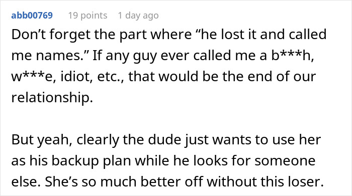 Comment discussing man's plan to open relationship to date younger coworker backfiring when she&rsquo;s not interested.