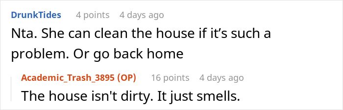 Text conversation showing a woman complaining about her sister-in-law despite staying with her free, causing hubby annoyance.
