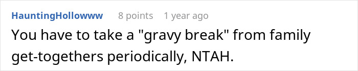 Screenshot of a comment discussing a woman refusing to attend her MIL&rsquo;s Thanksgiving after reinvitation due to guest cancellations.