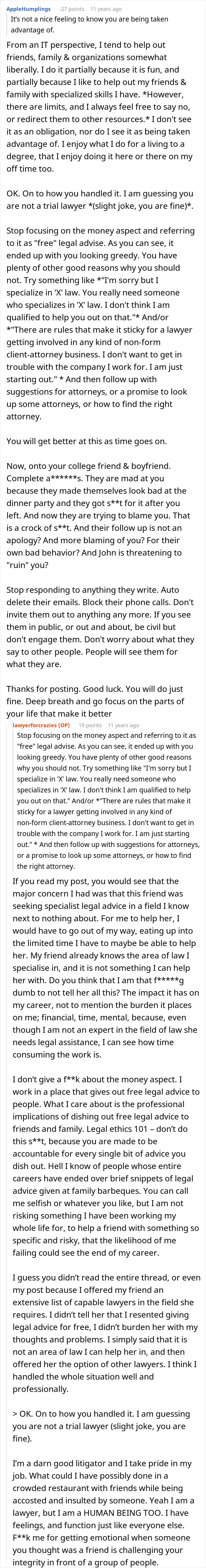 Woman refusing to risk new career by giving free advice, revealing true colors of friends and professional boundaries