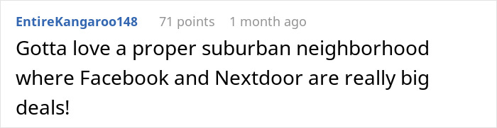 Online comment about suburban neighbors highlighting complaints and secret backyard use by nightmare neighbors.