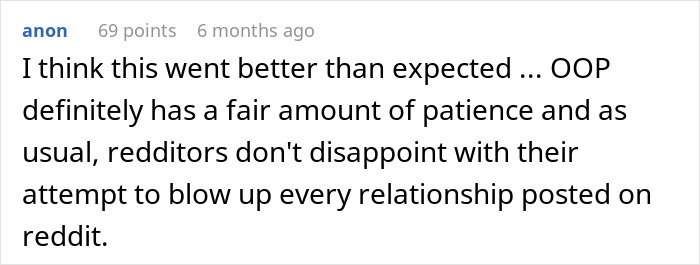 Comment on Reddit about a man snooping on his wife's conversation and discovering her infidelity, expressing surprise at reactions.