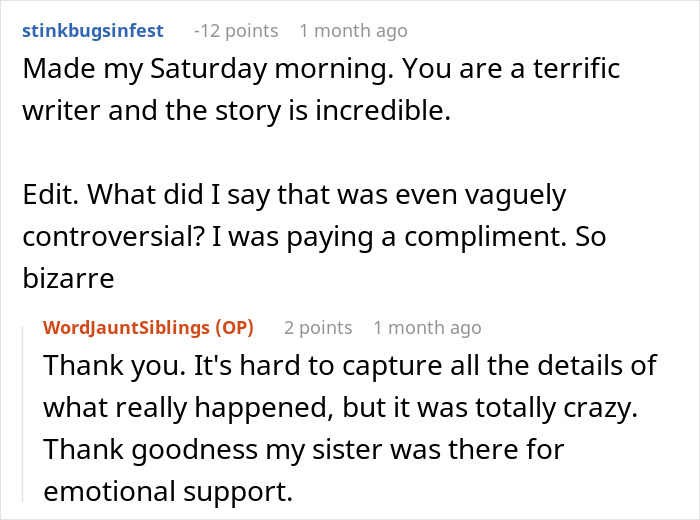 Screenshot of an online comment thread reacting to a restaurant's bigwigs responding to a snarky letter. Screenshot of an online comment thread reacting to a restaurant's bigwigs responding to a snarky letter.
