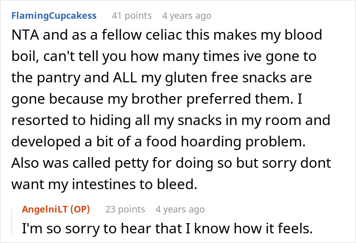 Reddit user shares frustration about refusing give food to little niece due to gluten-free snack hoarding issues. Reddit user shares frustration about refusing give food to little niece due to gluten-free snack hoarding issues.