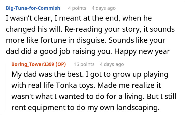 Reddit comments discussing experiences and reflections related to emptying fathers estate and changes in wills. Reddit comments discussing experiences and reflections related to emptying fathers estate and changes in wills.