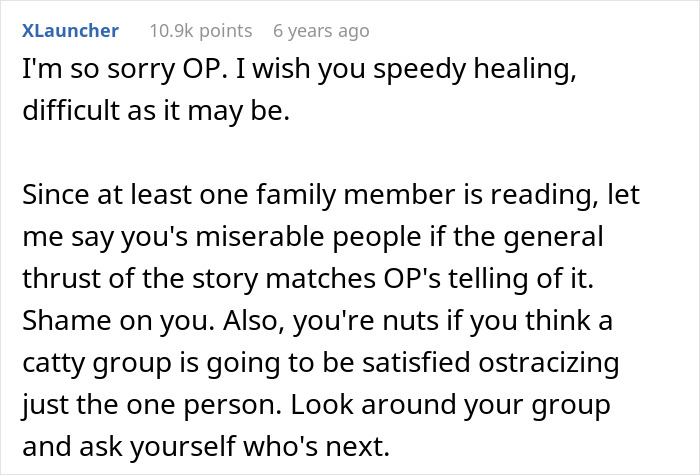 Comment expressing sympathy and criticism after a guy is excluded from family girl days, highlighting immaturity and growth needs. Comment expressing sympathy and criticism after a guy is excluded from family girl days, highlighting immaturity and growth needs.