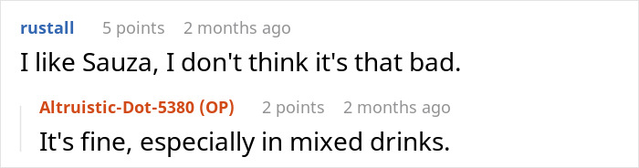 Screenshot of an online discussion where users debate the quality of Sauza tequila in a comment thread.