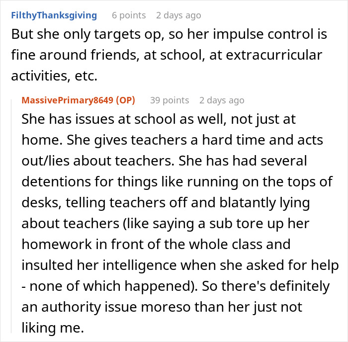 Text conversation discussing a woman snapping and kicking her fiancé and stepdaughter out, reflecting on impulse control issues. Text conversation discussing a woman snapping and kicking her fiancé and stepdaughter out, reflecting on impulse control issues.