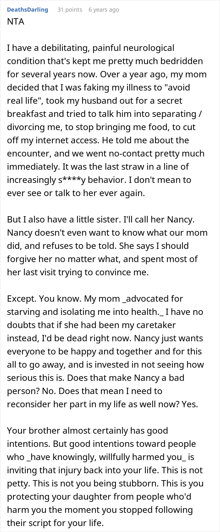 Woman refuses to let parents see her baby due to past trauma and protecting her child from harm.