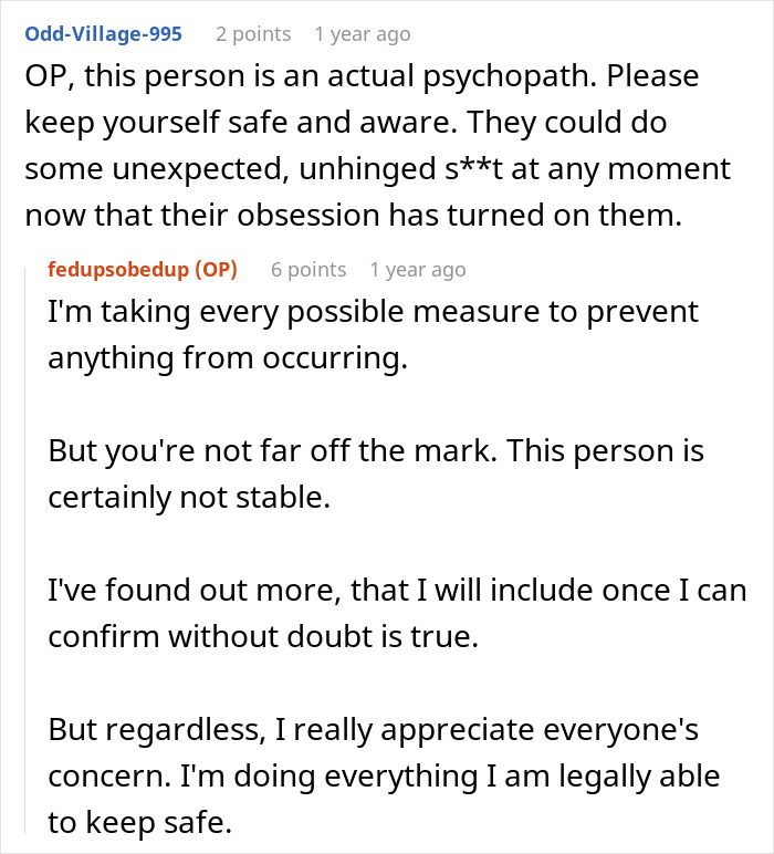 Screenshot of online discussion where a woman shares a crazy story about her hair stylist and a weird hair shrine discovery.