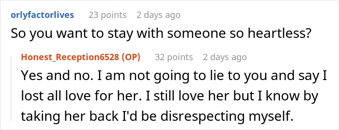 Screenshot of an online discussion where a lady demands her grieving boyfriend man up and console her after his loss.