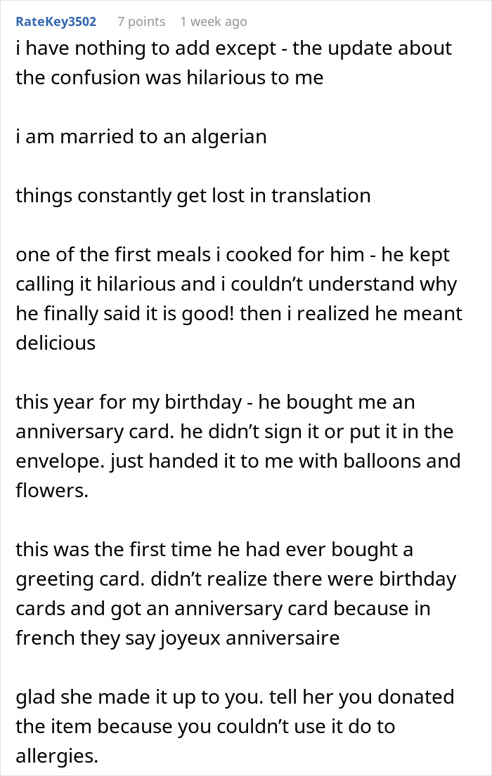 Text post describing a daycare worker suspecting a coworker gave a passive-aggressive gift, with the truth revealed later.