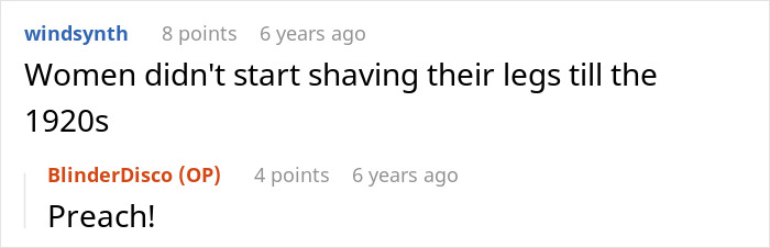 Online discussion about the history of shaving legs and opinions on refusing shaving legs at work. Online discussion about the history of shaving legs and opinions on refusing shaving legs at work.