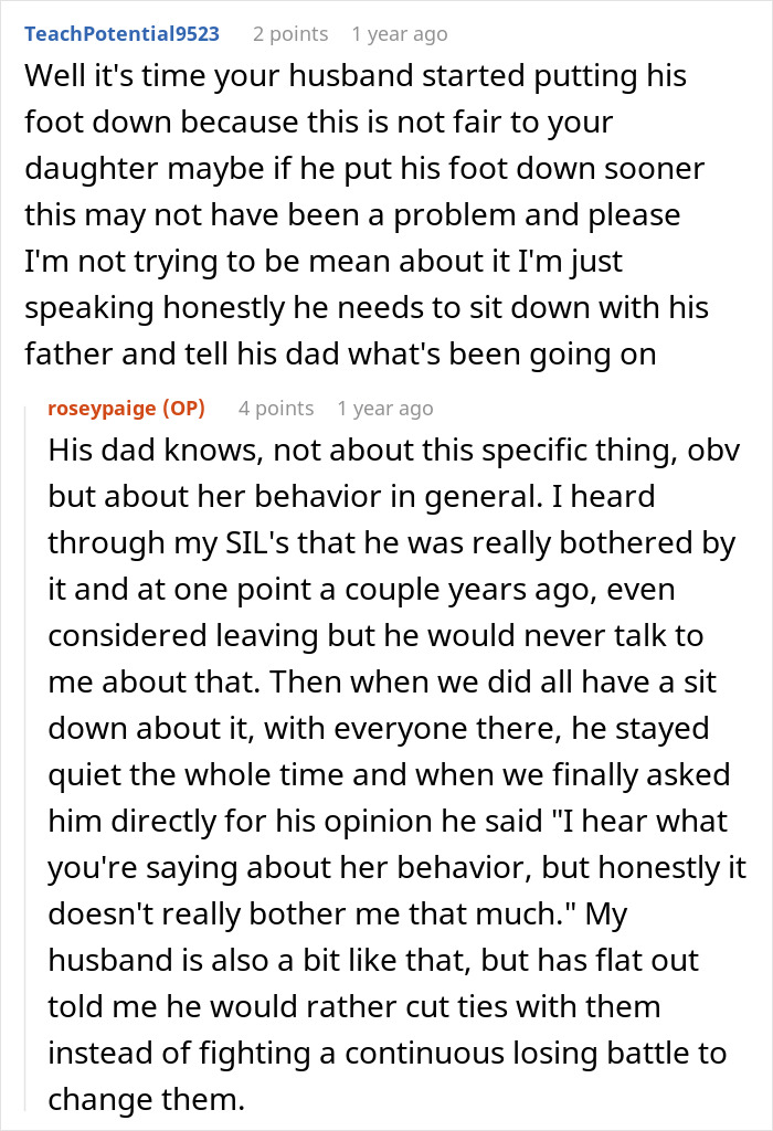 Screenshot of an online conversation about a woman refusing to attend MIL&rsquo;s Thanksgiving after being reinvited.