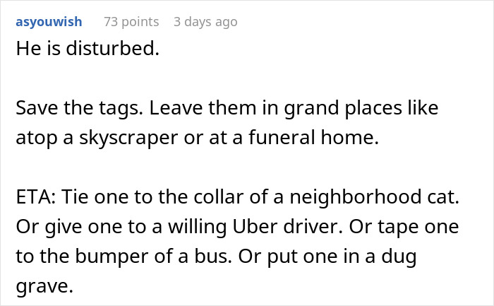 Comment text discussing a man upset his 27-year-old son won&rsquo;t let him track his car with an AirTag for safety.