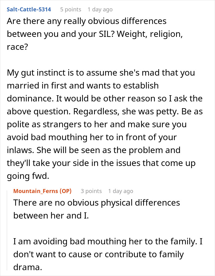 Text conversation discussing bride entering new family with drama after excluding sister-in-law from wedding photos. Text conversation discussing bride entering new family with drama after excluding sister-in-law from wedding photos.