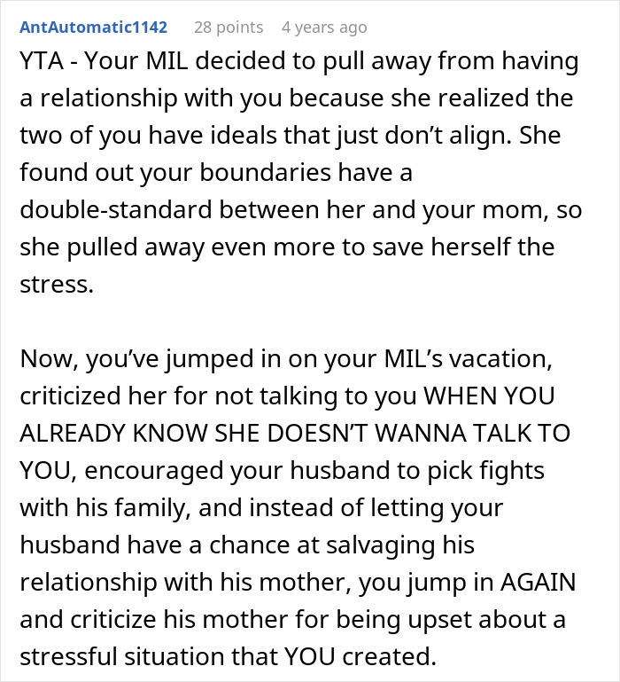 Comment discussing how lying MIL causes stress and strains in ruining family relationship dynamics. Comment discussing how lying MIL causes stress and strains in ruining family relationship dynamics.