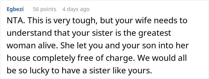 Screenshot of a Reddit comment about a woman complaining about her sister-in-law despite staying for free. Screenshot of a Reddit comment about a woman complaining about her sister-in-law despite staying for free.
