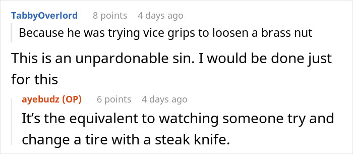 Text comment discussing frustration over a boyfriend feeling emasculated when a woman fixes things, reflecting relationship tension. Text comment discussing frustration over a boyfriend feeling emasculated when a woman fixes things, reflecting relationship tension.