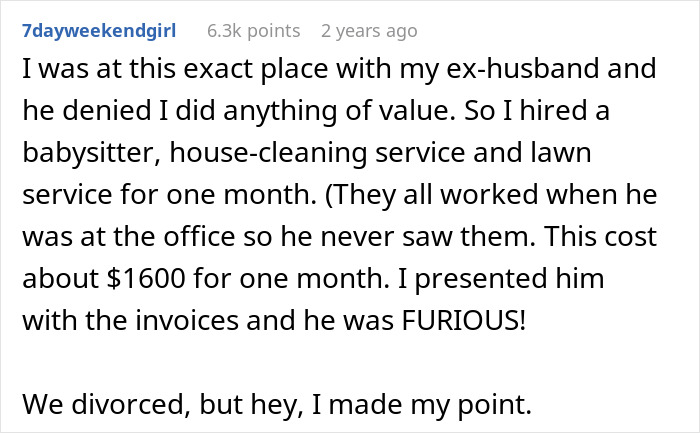 Screenshot of a social media comment about a wife living like her husband and causing him to become furious.