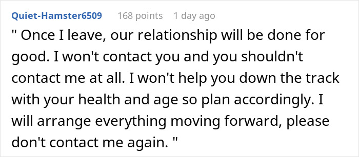 Screenshot of an online comment revealing a mother cutting ties after throwing her child out for a random guy. Screenshot of an online comment revealing a mother cutting ties after throwing her child out for a random guy.