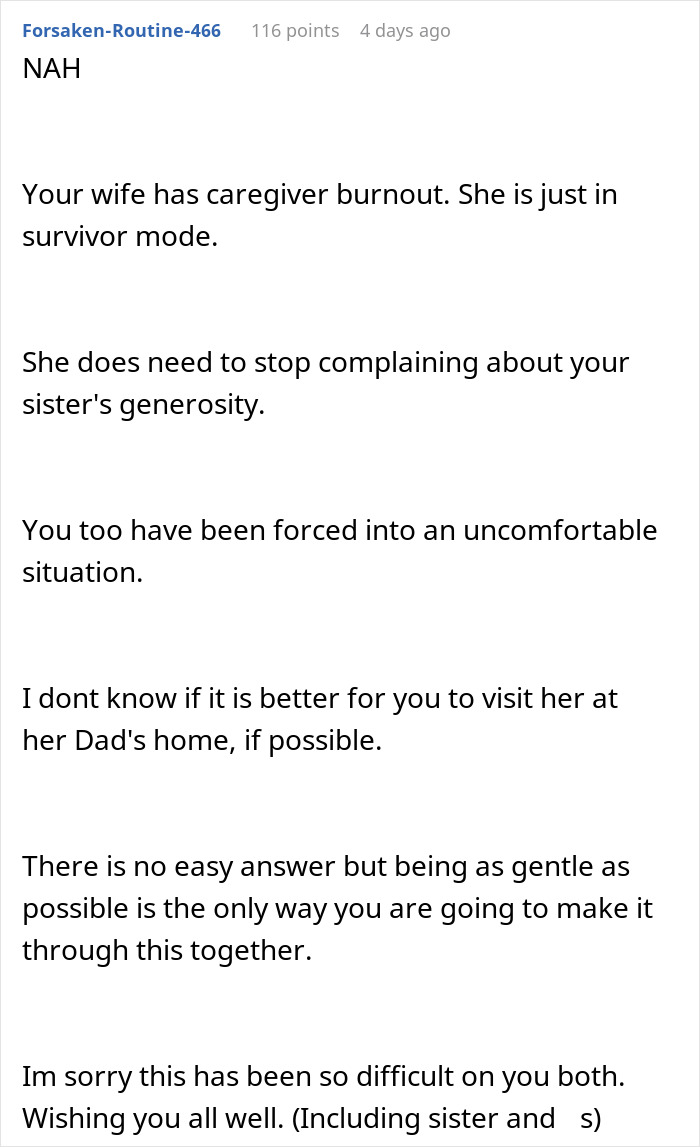 Excerpt from a forum post discussing a woman complaining about her SIL despite staying with her for free.