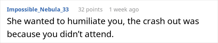 Text post with black text on white background discussing a woman banning best friend&rsquo;s baby and husband from her engagement party.