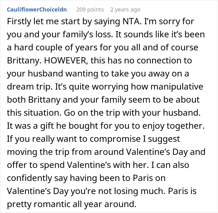 Reddit comment discussing a woman demanding friend kicks her husband out of romantic getaway so she could come instead. Reddit comment discussing a woman demanding friend kicks her husband out of romantic getaway so she could come instead.