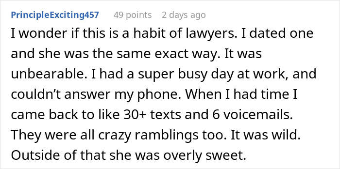 Comment on boyfriend fears golddiggers sharing a personal experience about a demanding and overly sweet partner.