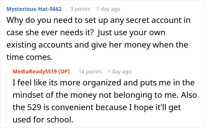 Woman worried about sister who became tradwife sets up secret fund for her future support.