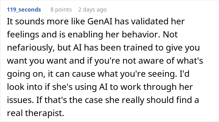 Comment discussing fiancée’s obsession with bully and the impact of AI on her behavior and emotions. Comment discussing fiancée’s obsession with bully and the impact of AI on her behavior and emotions.
