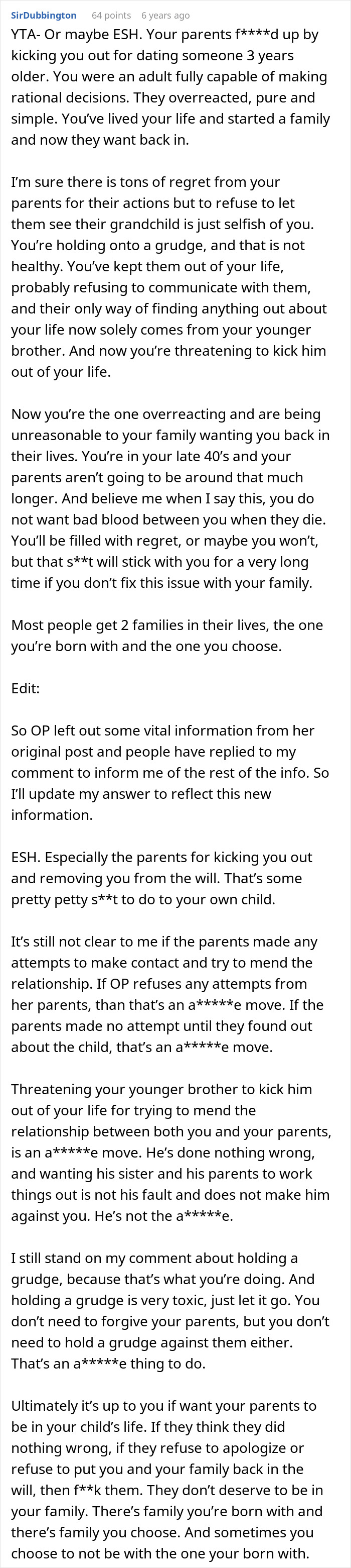 Commenter discussing a woman refusing parents access to her baby due to a 15-year-old family issue and lingering grudges. Commenter discussing a woman refusing parents access to her baby due to a 15-year-old family issue and lingering grudges.